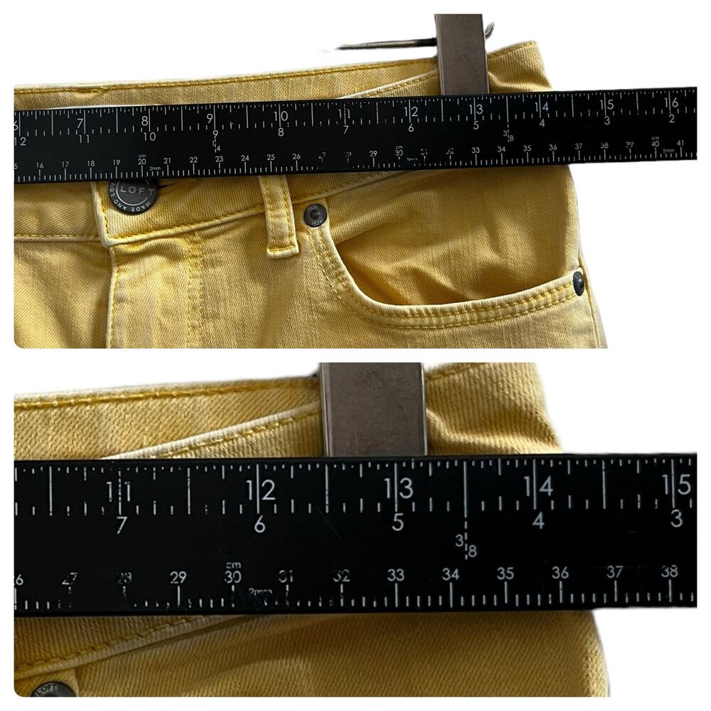 Loft Size 25 Yellow Weather Look Curvy Skinny Raw Hem Crop Jean 26 Inch Inseam - Picture 7 of 12